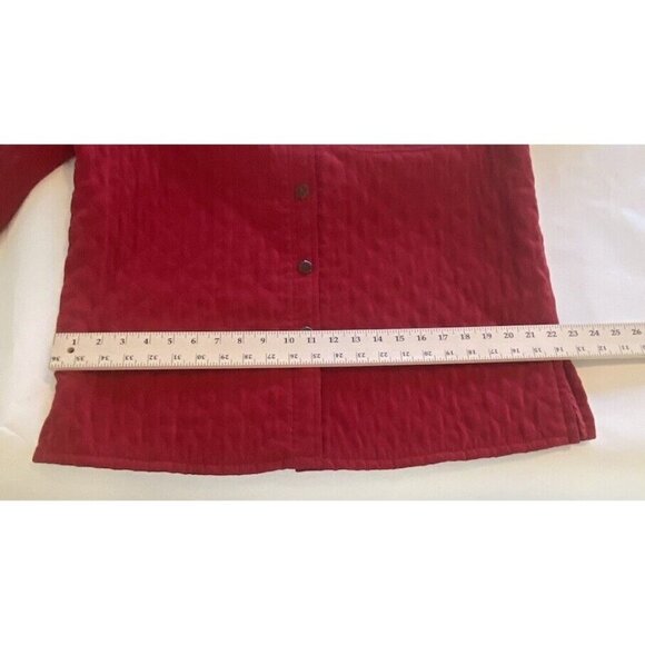 Talbots Red Quilted Lined Shirt Jacket Shacket Womens Sz M Barn Chore Colorful V - Picture 10 of 15